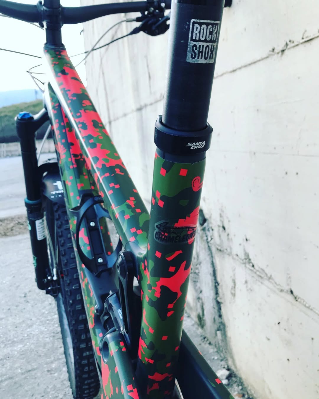 Bike wrapping film applied to the frame
