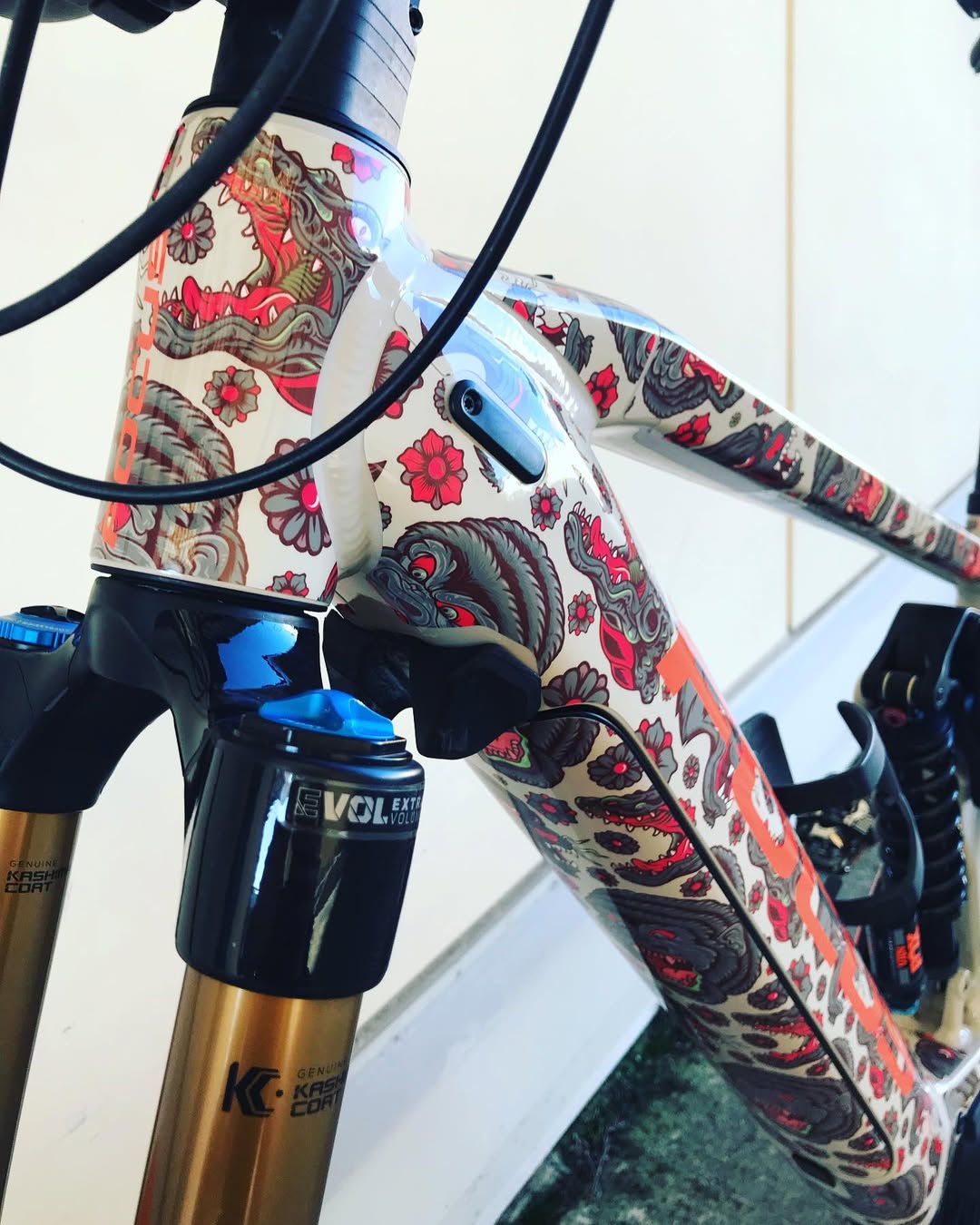Bike wrapping film applied to the frame